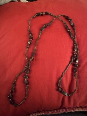 Beaded Long Necklace - Brown Beads